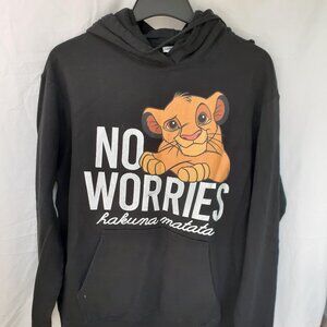 New Large Simba No Worries Hakuna Matata Black Pullover Hoodie